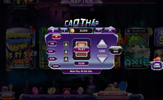Mini game Cao Thấp tại Yo88 mang đến trải nghiệm giải trí hấp dẫn với lối chơi đơn giản nhưng đầy kịch tính. Người chơi chỉ cần dự đoán lá bài tiếp theo cao hơn hay thấp hơn để giành chiến thắng.